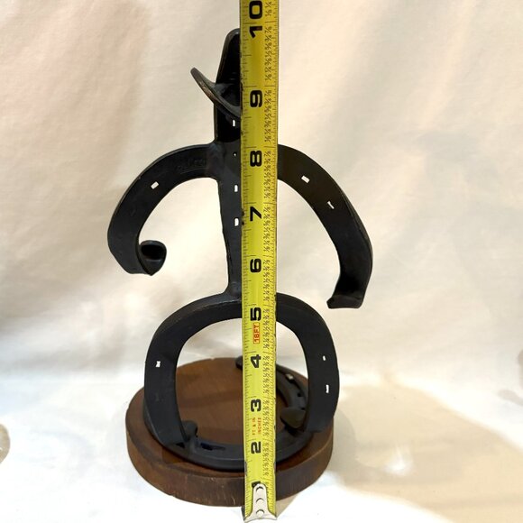 St. Croix Forge Horeshoe Art Cowboy Sculpture Wood Base 10" - Picture 7 of 10